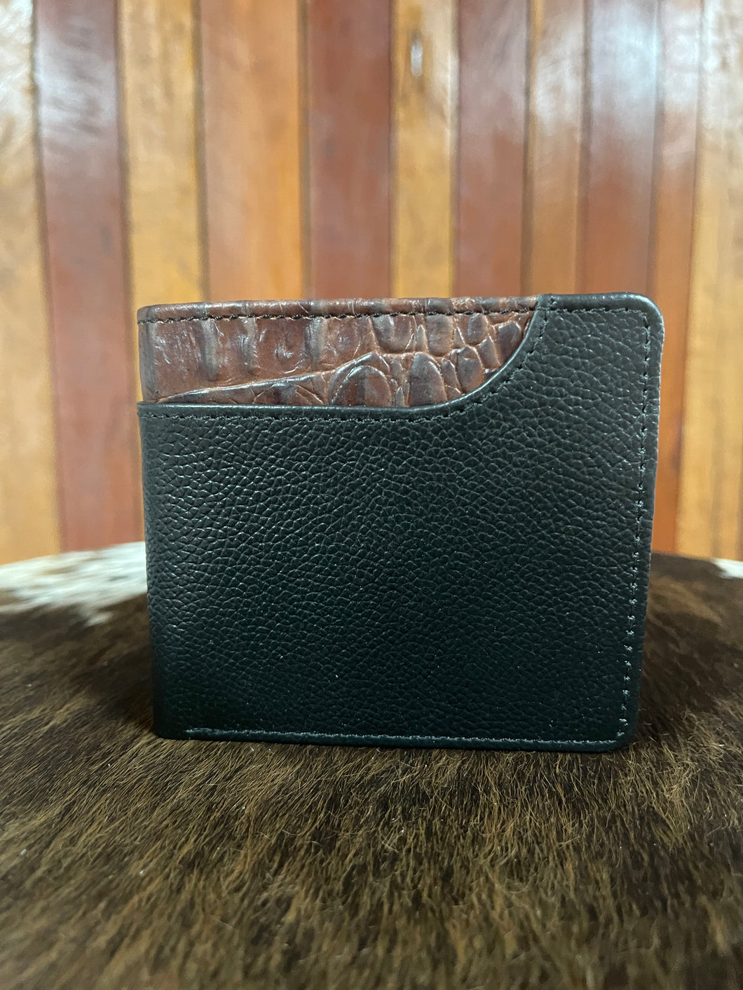 Wallet No Clip - Barcoo - Black with Brown Crocodile