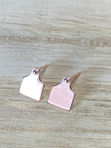 Earrings - Cattle Ear Tag - Rose Gold