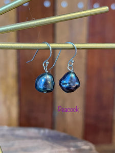 Earrings - Freshwater Pearl - Peacock