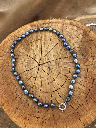 Necklace - Freshwater Pearl - Peacock Grey